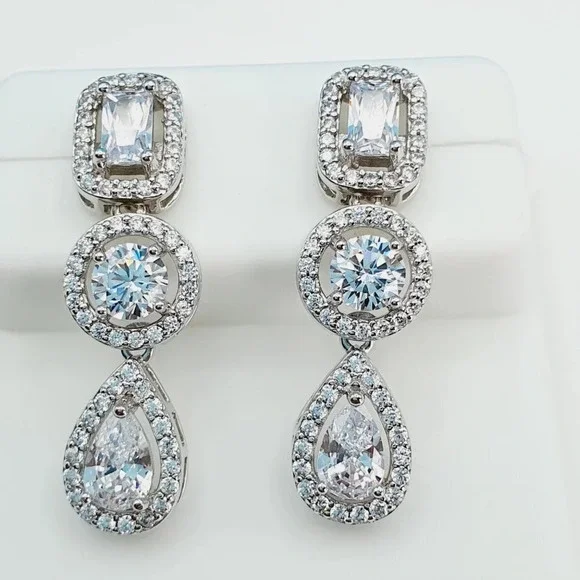 "925 Sterling Silver Cubic Zircon Earrings, UU1P7A7024 - Picture 6 of 11